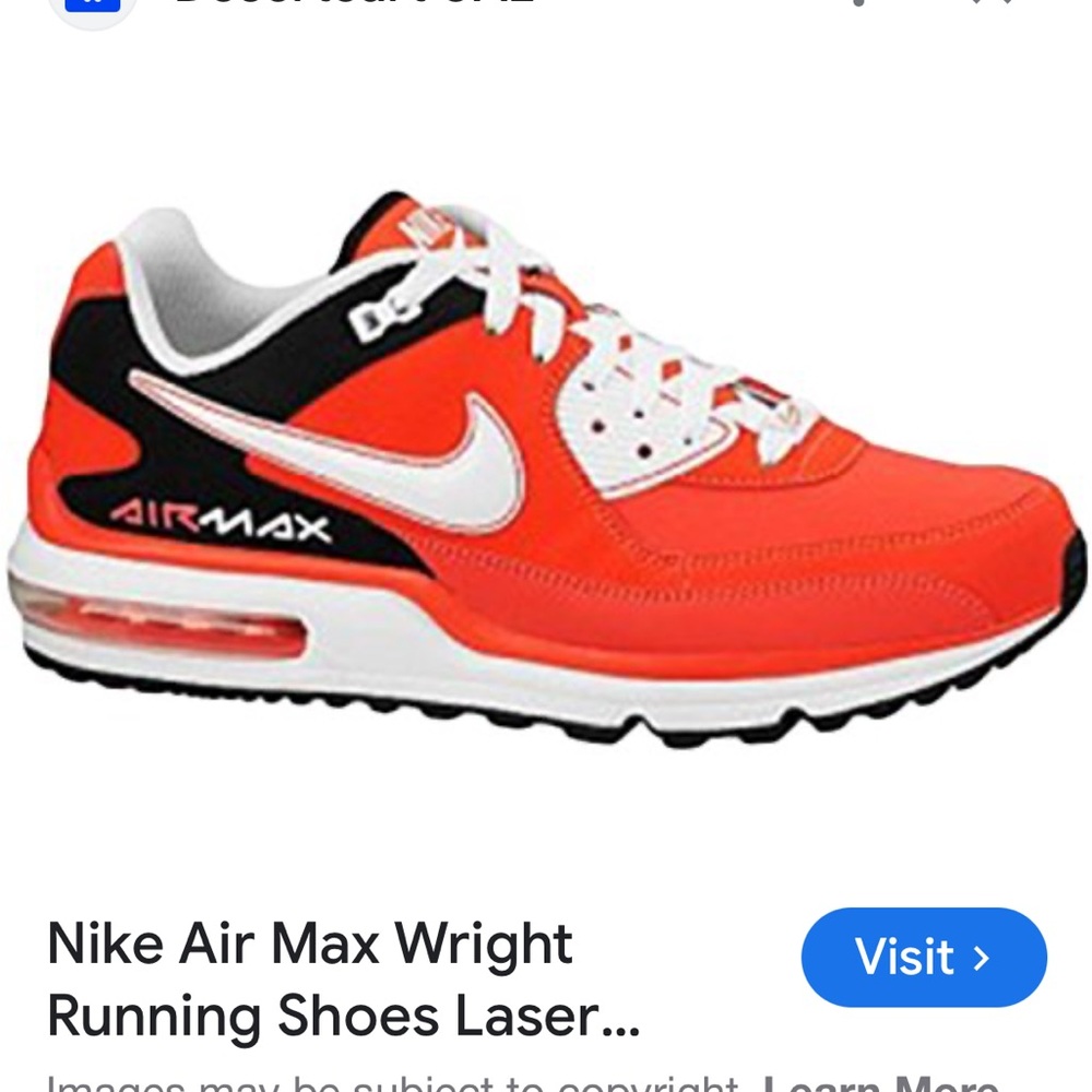 Nike Air Max Wright Mens Sz 12 Brite Orange LASER CRIMSON WHITE 317551-600 Retro
